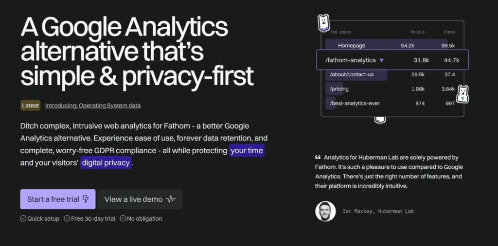 fathom blog analytics tool